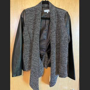 Vass Sweater Blazer w/ Faux Leather (Size S)